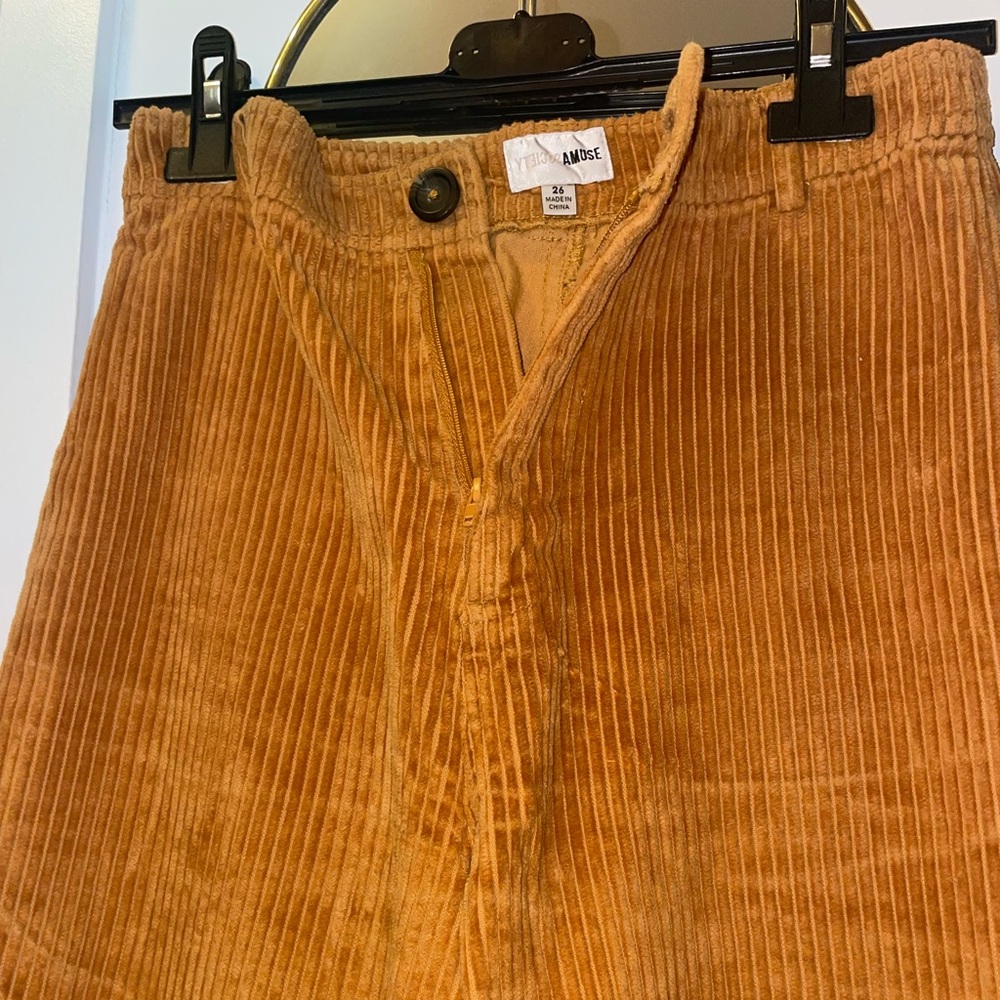 Corduroy wide pants, comfortable, slightly cropped (I am tall 5’8)